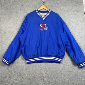 Vintage Windbreaker Sweater Mens XL Royal Blue Coaching Coach USA V-Neck Pullove